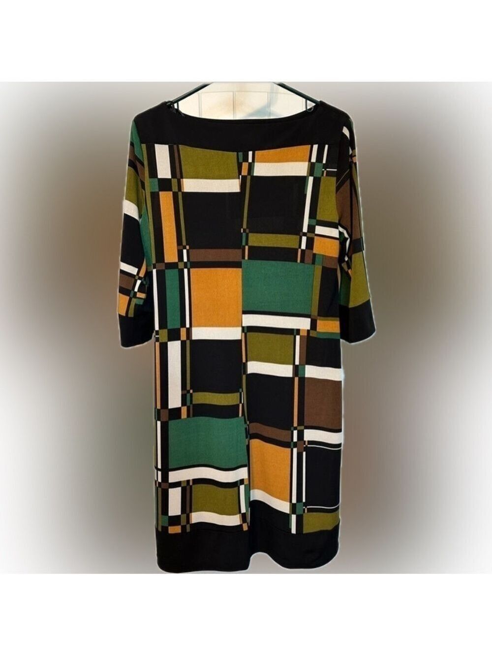 Emma & Michele Stylish Geometric Pattern Dress Sz L multiple colors 3/4 sleeve